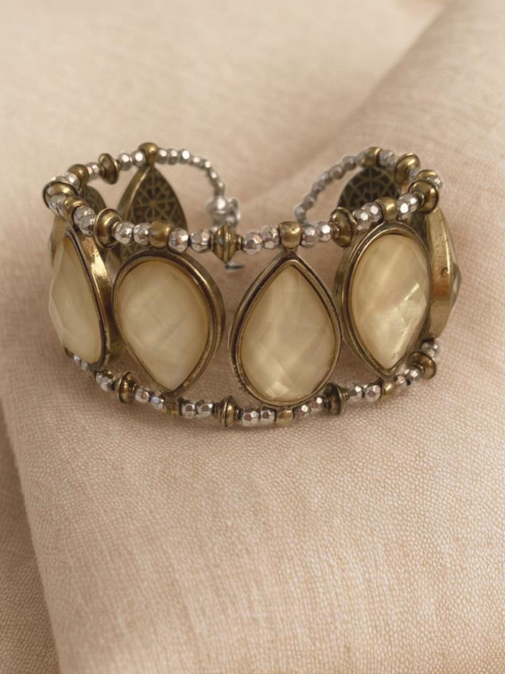 Lucky BrandGold-Tone Teardrop Stone Beaded Bracelet